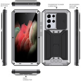 For Samsung Galaxy S21 Ultra 5G R-JUST Sliding Lens Cover Shockproof Dustproof Waterproof Metal + Silicone Case with Invisible Holder(Silver)