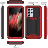 For Samsung Galaxy S21 Ultra 5G R-JUST Sliding Lens Cover Shockproof Dustproof Waterproof Metal + Silicone Case with Invisible Holder(Red)