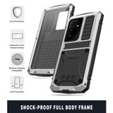 For Samsung Galaxy S21 Ultra 5G R-JUST Shockproof Waterproof Dust-proof Metal + Silicone Protective Case with Holder(Silver)