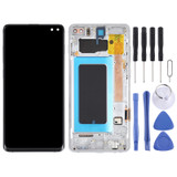 Original Super AMOLED LCD Screen for Samsung Galaxy S10+ Digitizer Full Assembly with Frame (Silver)