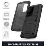 For Samsung Galaxy S21 Ultra 5G R-JUST Shockproof Waterproof Dust-proof Metal + Silicone Protective Case with Holder(Black)