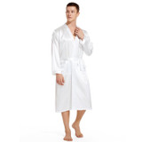 Men Groom Gold Lettering Home Long Nightgown, Size:L(White)