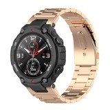 For Huami Amazfit T-Rex A1918 3-Beads Stainless Steel Watch Band with Screwdriver(Rose Gold)