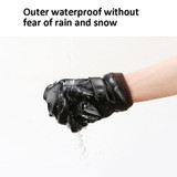 Men Autumn Winter Windproof Warm Plush Lining PU Riding Gloves, Size: Free Size(Black)