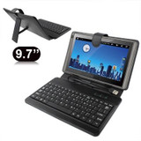 9.7 inch Universal Tablet PC Leather Tablet Case with USB Plastic Keyboard(Black)