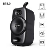 HXSJ Q8 Bluetooth 5.0 Multi-function Wireless Bluetooth Speaker Audio, Support Handsfree Calling & TF Card & USB(Black)