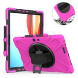 For Microsoft Surface Pro X / Pro X 2021 Shockproof Colorful Silicone + PC Protective Case with Holder & Hand Strap & Shoulder Strap & Pen Slot(Rose Red)