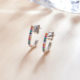 S925 Sterling Silver Christmas Cane Ear Studs Women Earrings(Silver)