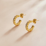 S925 Sterling Silver Geometric Simple Fashion Ear Studs Women Earrings, Color:White Zircon Gold