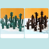 12 in 1 Miniature Beach Paper Cut Cactus Sandy Beach Landscape Decoration Photography Props(Brown)