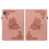 For Realme Pad Mini Butterfly Flower Embossed Leather Tablet Case(Rose Gold)