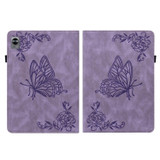 For Realme Pad Mini Butterfly Flower Embossed Leather Tablet Case(Purple)