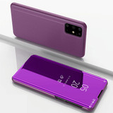 For Galaxy S20+ Plated Mirror Horizontal Flip Leather Case with Holder(Purple)