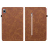 For OPPO Realme Pad mini 8.7 Skin Feel Solid Color Zipper Leather Tablet Case(Brown)