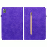 For OPPO Realme Pad mini 8.7 Skin Feel Solid Color Zipper Leather Tablet Case(Purple)