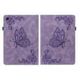 For OPPO Pad Air Butterfly Flower Embossed Leather Tablet Case(Purple)