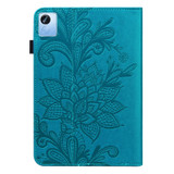 For Realme Pad X Lace Flower Embossing Pattern Leather Tablet Case(Blue)