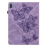 For Nokia T20 10.4 2021 Embossed Butterfly Pattern Leather Tablet Case(Purple)