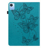 For Realme Pad X Embossed Butterfly Pattern Leather Tablet Case(Blue)