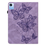 For Realme Pad X Embossed Butterfly Pattern Leather Tablet Case(Purple)