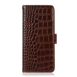 For Xiaomi Redmi Note 12 Pro 5G China Crocodile Top Layer Cowhide Leather Phone Case(Brown)