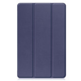 For Nokia T21 Custer Pure Color 3-Fold Holder Leather Smart Tablet Case(Dark Blue)