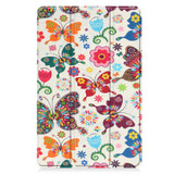 For Nokia T21 Custer Painted 3-Fold Holder Leather Smart Tablet Case(Colorful Butterflies)