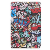 For Nokia T21 Custer Painted 3-Fold Holder Leather Smart Tablet Case(Graffiti)