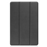 For Nokia T21 Custer Pure Color 3-Fold Holder Leather Smart Tablet Case(Black)
