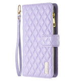 For Xiaomi Redmi K60 / K60 Pro Diamond Lattice Zipper Wallet Leather Flip Phone Case(Purple)