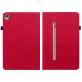 For Nokia T21 Skin Feel Solid Color Zipper Leather Tablet Case(Red)