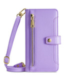 For Xiaomi Redmi Note 12 Turbo Sheep Texture Cross-body Zipper Wallet Leather Phone Case(Purple)