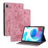 For Realme Pad Mini Butterfly Rose Embossed Leather Tablet Case(Pink)