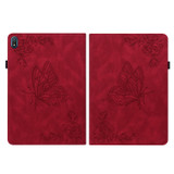 For Nokia T20 Butterfly Flower Embossed Leather Tablet Case(Red)