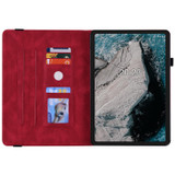 For Nokia T20 Butterfly Flower Embossed Leather Tablet Case(Red)