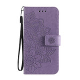 For Xiaomi Mi 11 Ultra 7-petal Flowers Embossing Pattern Horizontal Flip PU Leather Case with Holder & Card Slots & Wallet & Photo Frame(Light Purple)