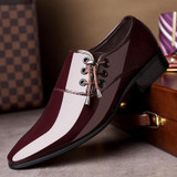 Pointed Business Dress Men Glossy Casual Leather Shoes, Size:39(Brown)