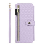 For Samsung Galaxy Z Fold4 Crossbody Diamond Lattice Folding Leather Phone Case(Purple)