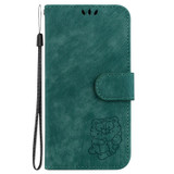 For OPPO Reno9 Pro Little Tiger Embossed Leather Phone Case(Green)