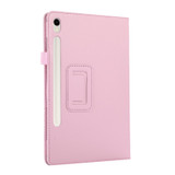 For Samsung Galaxy Tab S9 Ultra Litchi Texture Leather Tablet Case with Holder(Pink)