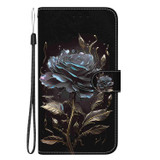 For Realme 10 Pro 5G Crystal Texture Colored Drawing Leather Phone Case(Black Rose)