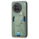 For vivo X90 Carbon Fiber Wallet Flip Card K-shaped Holder Phone Case(Green)