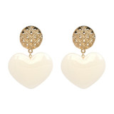 Peach Heart Earrings Retro Series Acrylic Stud Earrings for Women(White)