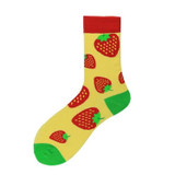 3 Pairs Fashionable Personality Happy Tide Socks Colorful Fruit Animal Pattern Tube Socks, Size:Eurocode 39-46(Strawberry)