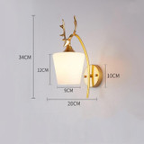 LED Glass Wall Bedroom Bedside Lamp Living Room Study Staircase Wall Lamp, Power source: 12W Warm Light(3030 Golden Milk White)