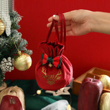 Christmas Gift Bag Christmas Eve Velvet Candy Bundle Bag, Color: Wine Red Style 2