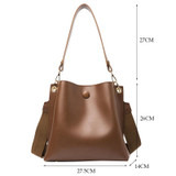 Women Wide Shoulder Strap Crossbody Bucket Bag Fall And Winter Retro Shoulder Bag(Brown)