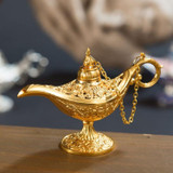 Aladdin Magic Lamp Metal Crafts Wish Lamp Aromatherapy Home Creative Decoration Gift(Gold)