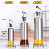 Stainless Steel Glass Oil Bottle Kitchen Pressed Seasoning Bottle, Capacity: 500ml