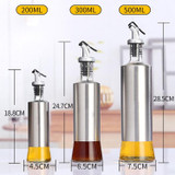 Stainless Steel Glass Oil Bottle Kitchen Pressed Seasoning Bottle, Capacity: 300ml